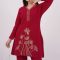 Crimson Lotus Embroidered Woolen Kurta Set