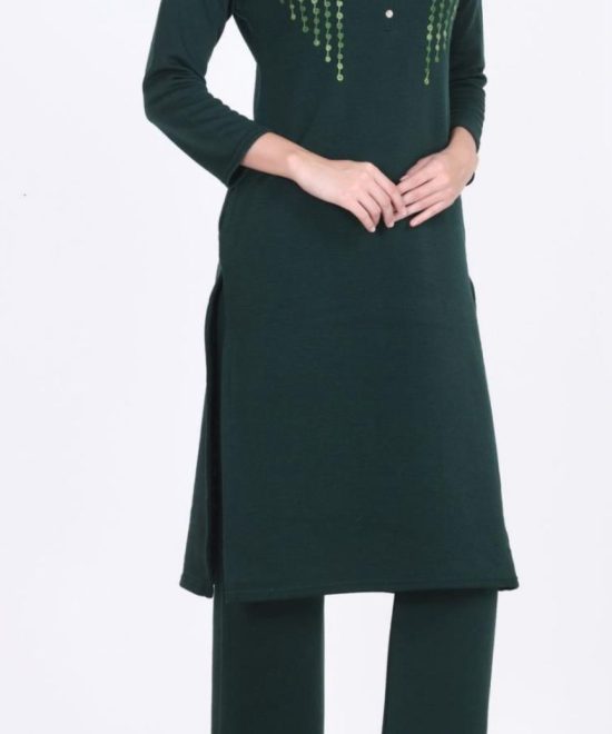 Forest Dew Embroidered Woolen Suit Set-1