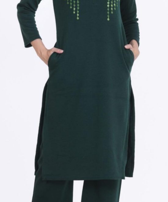Forest Dew Embroidered Woolen Suit Set-2