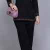 Midnight Vine Embroidered Suit Set-1