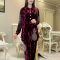 Royal Merlot Velvet Embroidered Cord Set
