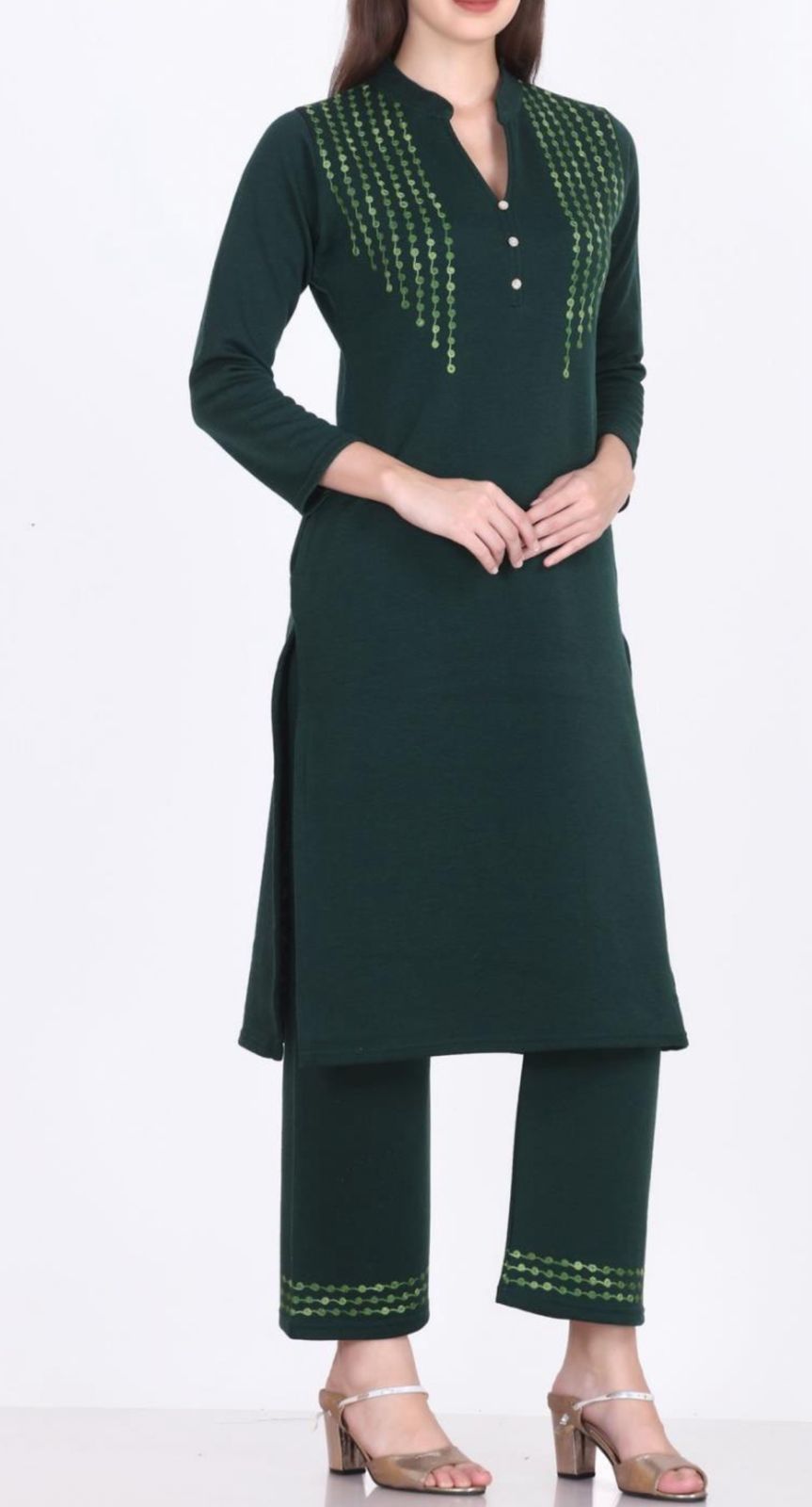 Forest Dew Embroidered Woolen Suit Set-1
