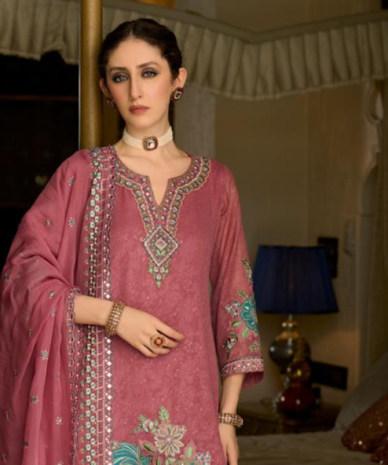 Gulnaar Rose Embroidered Kurta Set with Dupatta